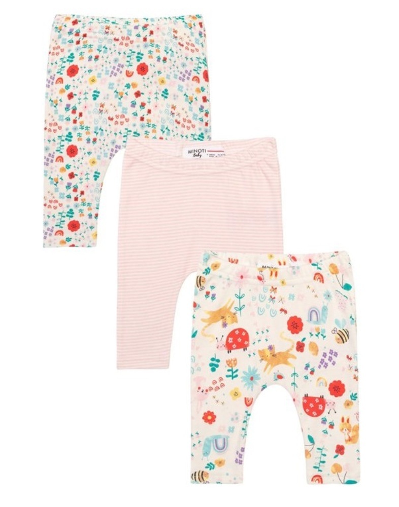  Infancie 3-Pc 100% Cotton Baby Pants 0-12m (In the garden)